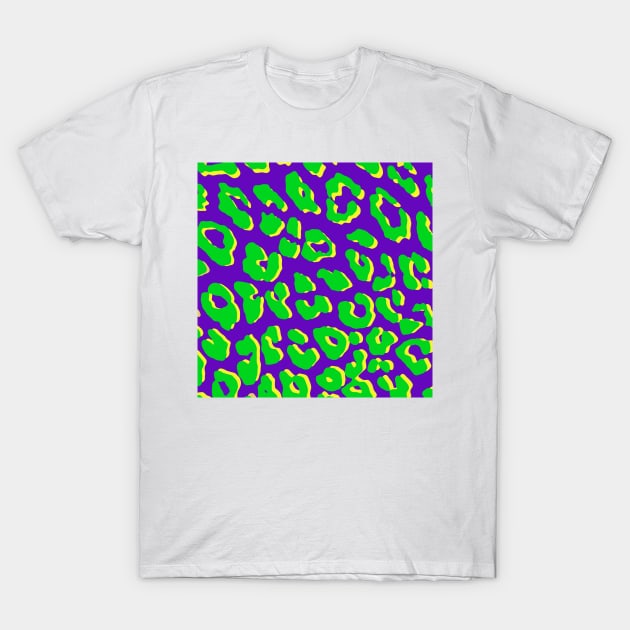 Leopard Print Green Purple Yellow T-Shirt by BlakCircleGirl